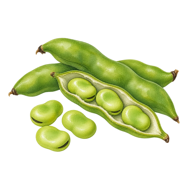 旬のそら豆のイラスト
